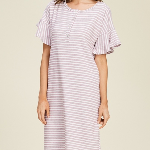 Functional button up round neck ruffle sleeve with - Picture 2 of 4